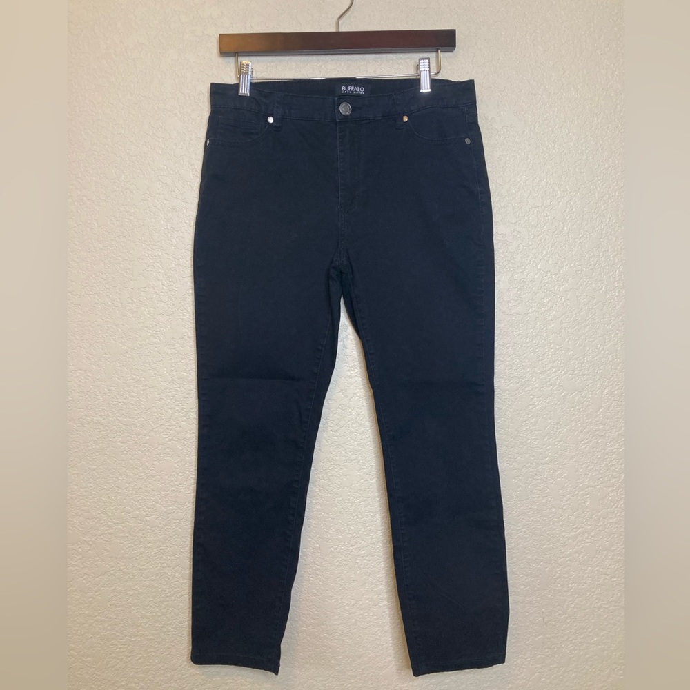 Buffalo David Bitton Daily Mid-Rise Stretch Skinny Ankle Grazer Black Pants
